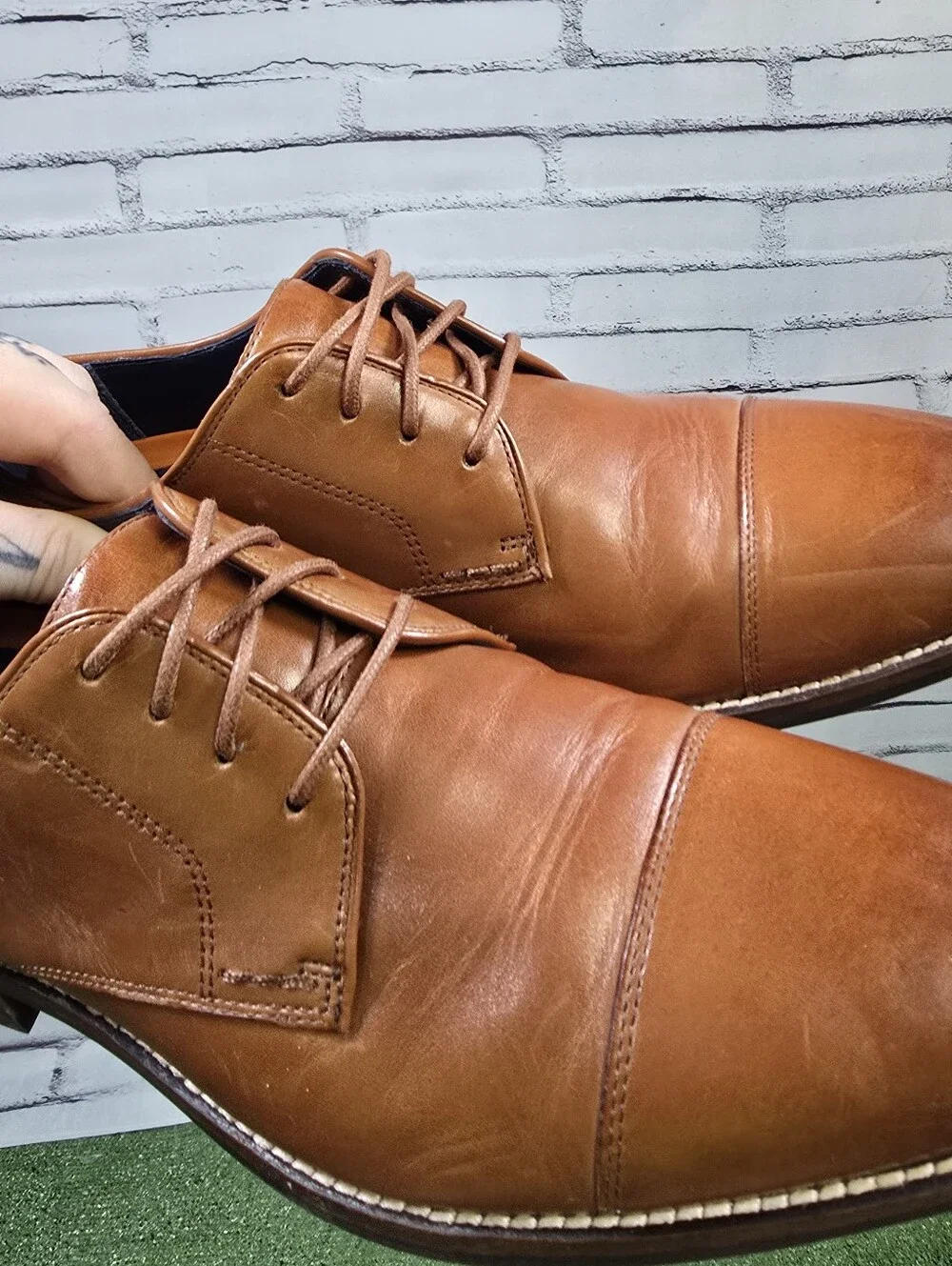 Cole Haan Lenox Hill Cap Toe Oxford Polished Leather British Brown Size 8.5